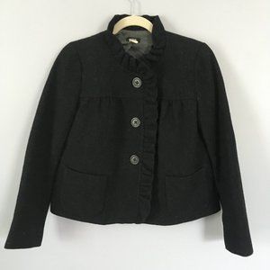 Wool J.Crew Cropped Jacket with Ruffle